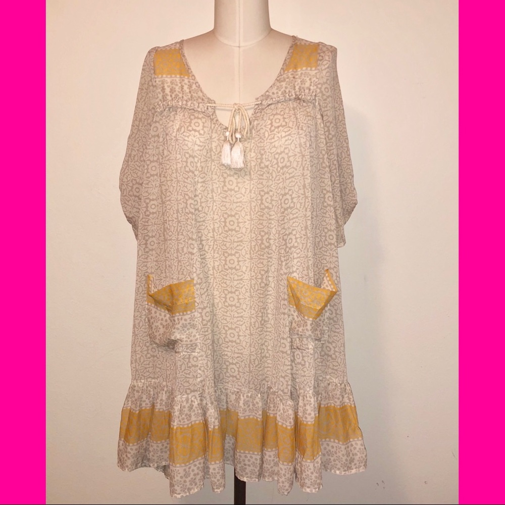 Antique Print Dress with Pockets